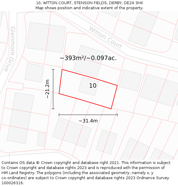 10, WITTON COURT, STENSON FIELDS, DERBY, DE24 3HX: Plot and title map