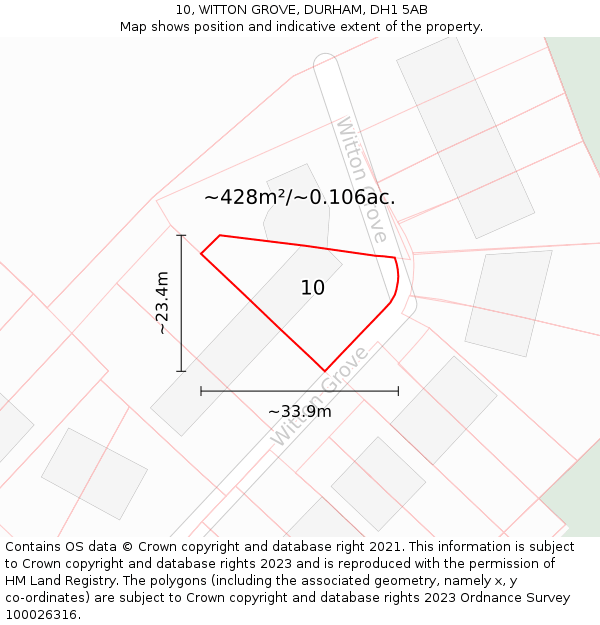 10, WITTON GROVE, DURHAM, DH1 5AB: Plot and title map
