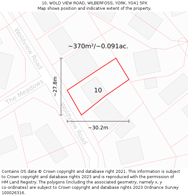 10, WOLD VIEW ROAD, WILBERFOSS, YORK, YO41 5PX: Plot and title map