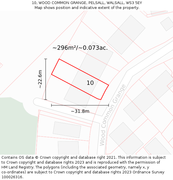10, WOOD COMMON GRANGE, PELSALL, WALSALL, WS3 5EY: Plot and title map
