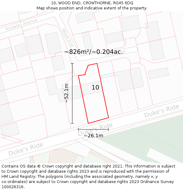 10, WOOD END, CROWTHORNE, RG45 6DQ: Plot and title map
