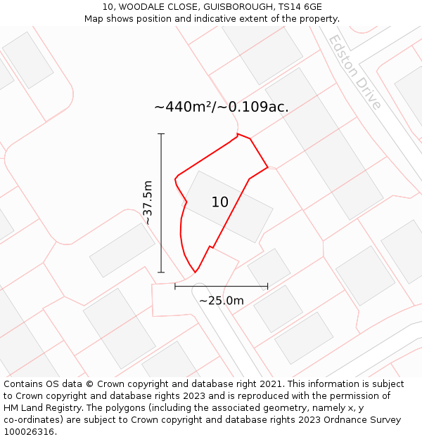 10, WOODALE CLOSE, GUISBOROUGH, TS14 6GE: Plot and title map