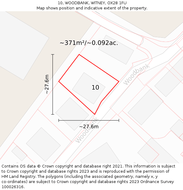 10, WOODBANK, WITNEY, OX28 1FU: Plot and title map