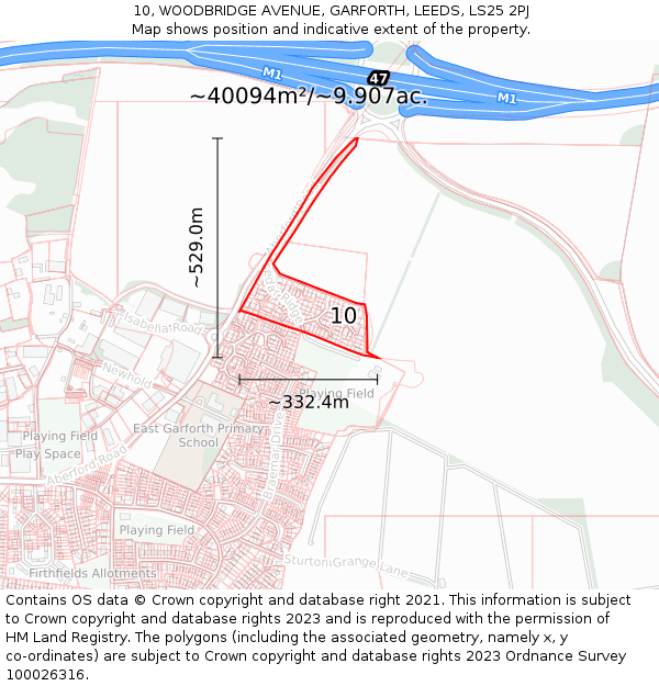10, WOODBRIDGE AVENUE, GARFORTH, LEEDS, LS25 2PJ: Plot and title map