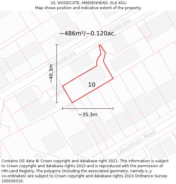 10, WOODCOTE, MAIDENHEAD, SL6 4DU: Plot and title map