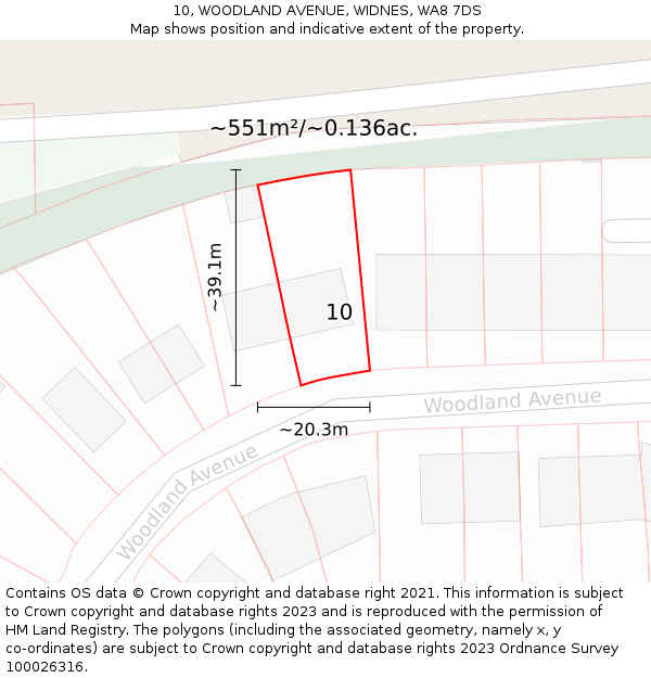 10, WOODLAND AVENUE, WIDNES, WA8 7DS: Plot and title map