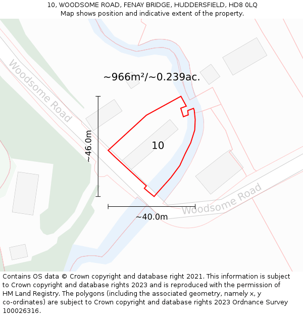 10, WOODSOME ROAD, FENAY BRIDGE, HUDDERSFIELD, HD8 0LQ: Plot and title map