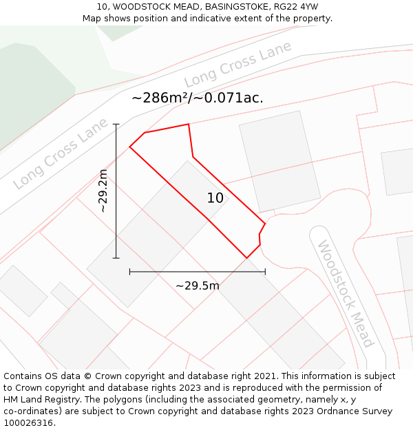10, WOODSTOCK MEAD, BASINGSTOKE, RG22 4YW: Plot and title map