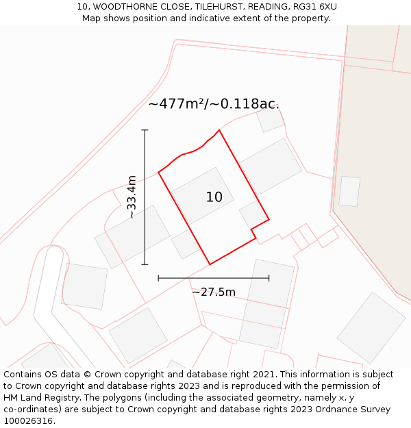 10, WOODTHORNE CLOSE, TILEHURST, READING, RG31 6XU: Plot and title map