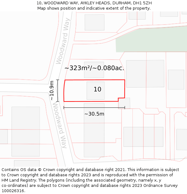 10, WOODWARD WAY, AYKLEY HEADS, DURHAM, DH1 5ZH: Plot and title map