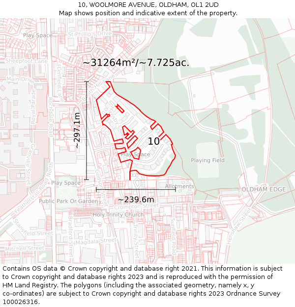 10, WOOLMORE AVENUE, OLDHAM, OL1 2UD: Plot and title map