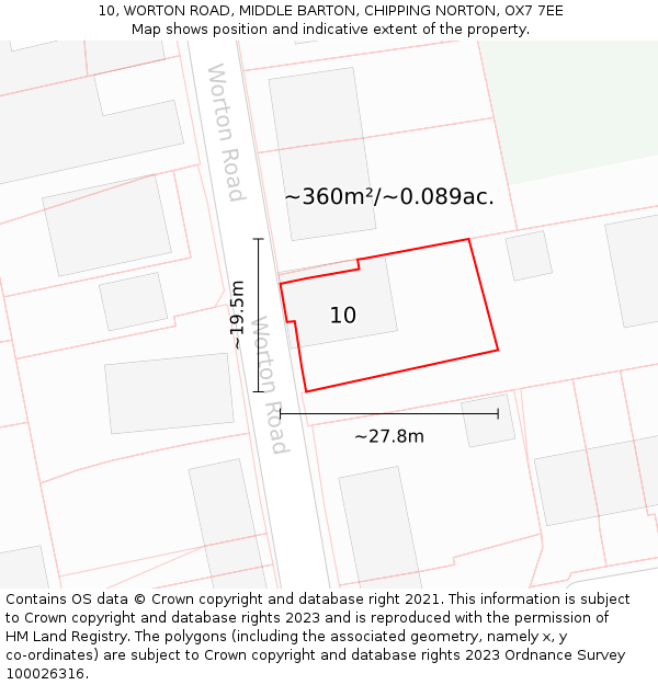 10, WORTON ROAD, MIDDLE BARTON, CHIPPING NORTON, OX7 7EE: Plot and title map