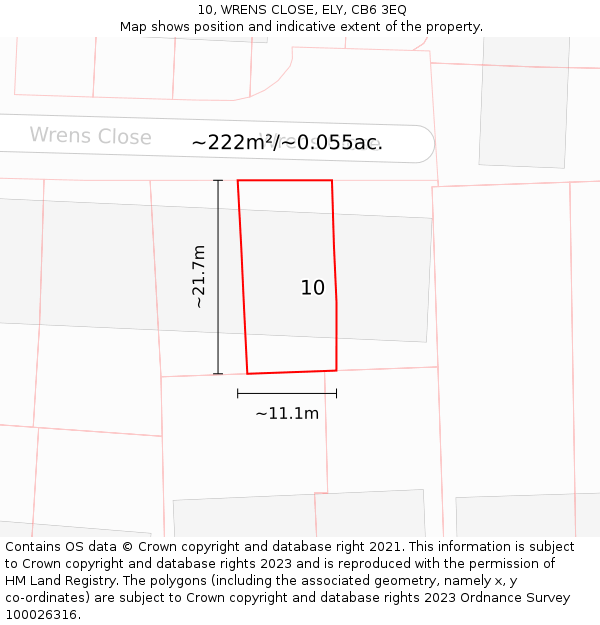 10, WRENS CLOSE, ELY, CB6 3EQ: Plot and title map