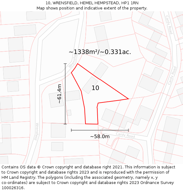 10, WRENSFIELD, HEMEL HEMPSTEAD, HP1 1RN: Plot and title map