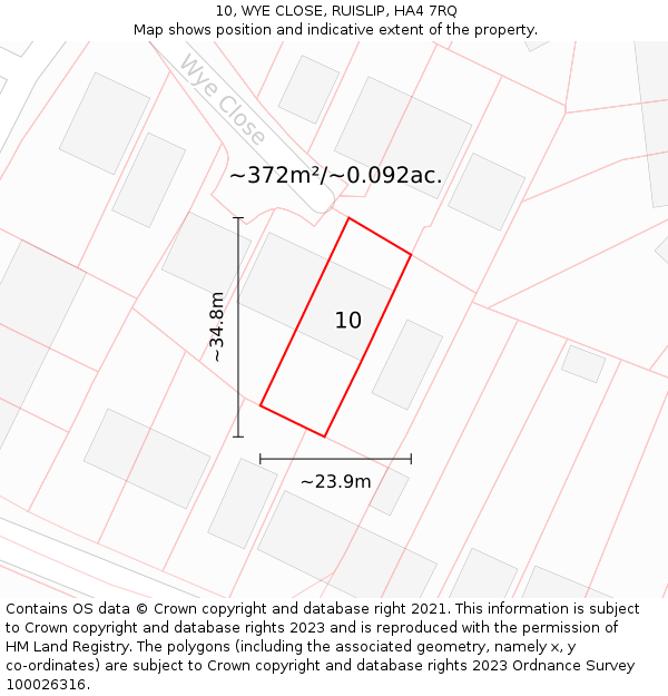 10, WYE CLOSE, RUISLIP, HA4 7RQ: Plot and title map