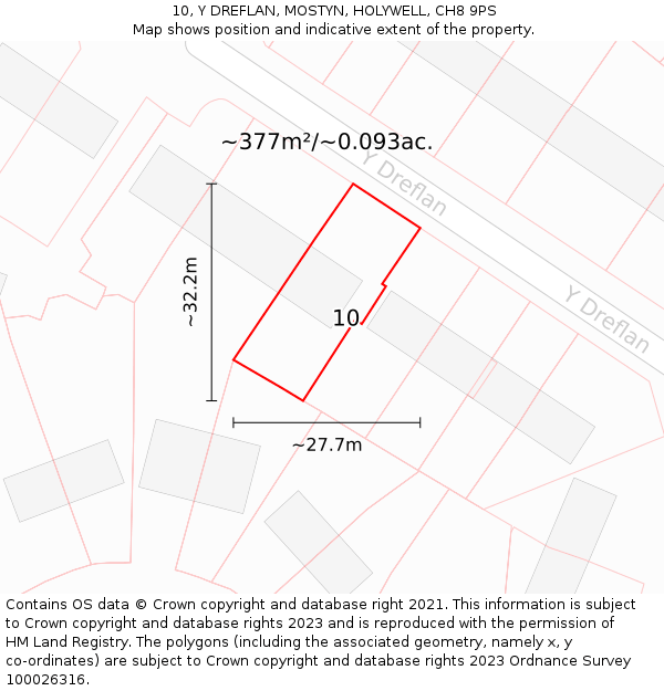 10, Y DREFLAN, MOSTYN, HOLYWELL, CH8 9PS: Plot and title map