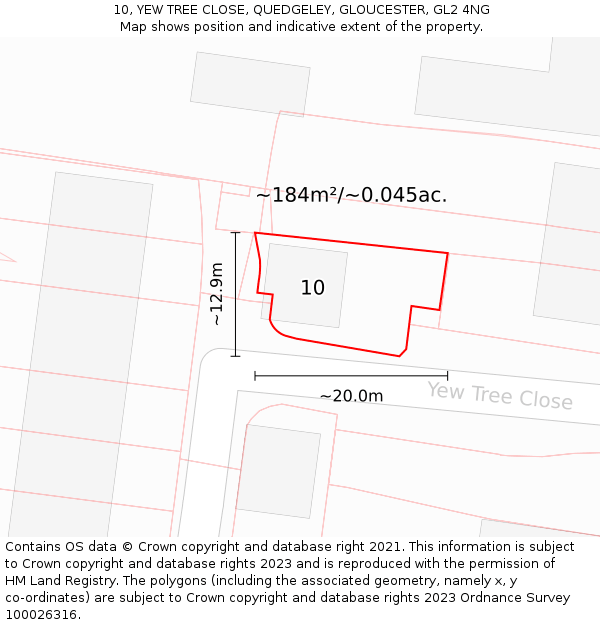 10, YEW TREE CLOSE, QUEDGELEY, GLOUCESTER, GL2 4NG: Plot and title map