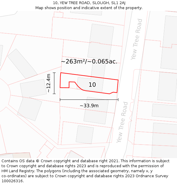 10, YEW TREE ROAD, SLOUGH, SL1 2AJ: Plot and title map
