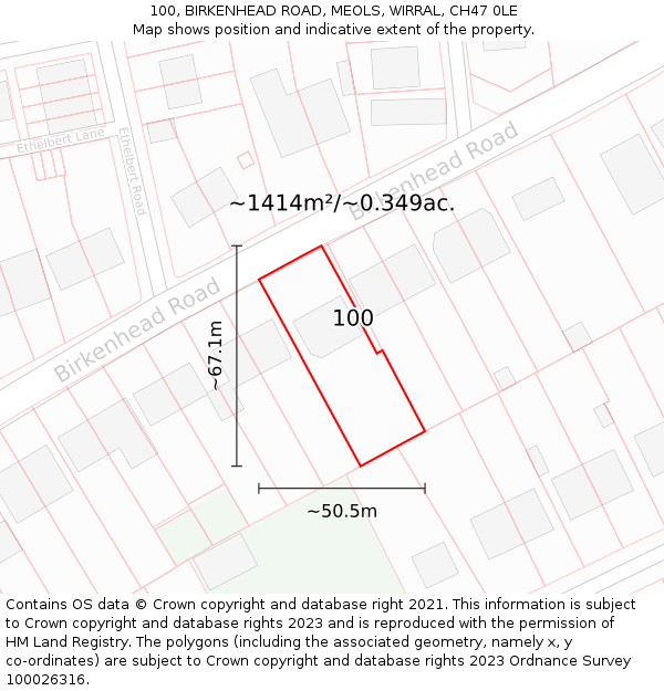 100, BIRKENHEAD ROAD, MEOLS, WIRRAL, CH47 0LE: Plot and title map