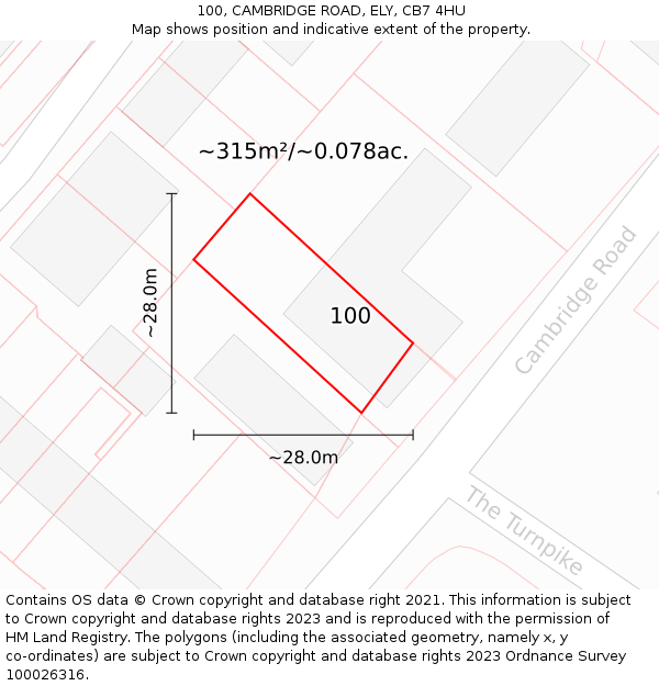100, CAMBRIDGE ROAD, ELY, CB7 4HU: Plot and title map
