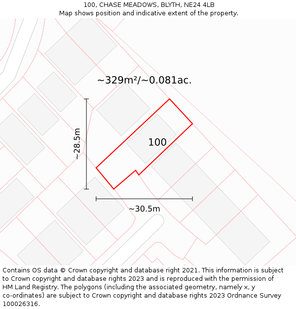 100, CHASE MEADOWS, BLYTH, NE24 4LB: Plot and title map