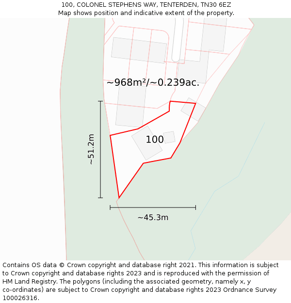 100, COLONEL STEPHENS WAY, TENTERDEN, TN30 6EZ: Plot and title map