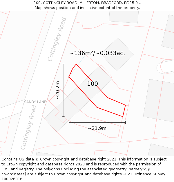 100, COTTINGLEY ROAD, ALLERTON, BRADFORD, BD15 9JU: Plot and title map