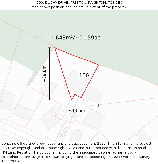 100, DUCHY DRIVE, PRESTON, PAIGNTON, TQ3 1EX: Plot and title map