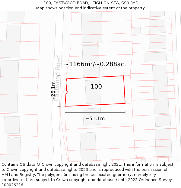 100, EASTWOOD ROAD, LEIGH-ON-SEA, SS9 3AD: Plot and title map