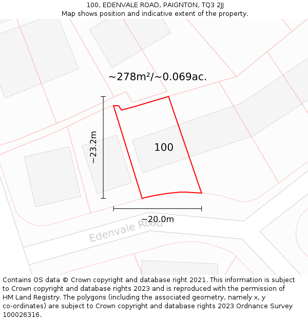 100, EDENVALE ROAD, PAIGNTON, TQ3 2JJ: Plot and title map