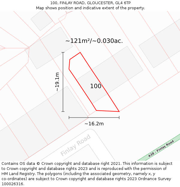 100, FINLAY ROAD, GLOUCESTER, GL4 6TP: Plot and title map