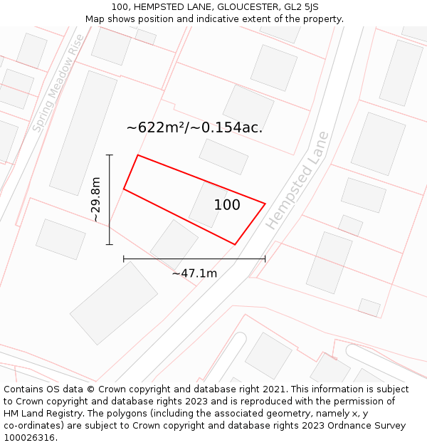 100, HEMPSTED LANE, GLOUCESTER, GL2 5JS: Plot and title map