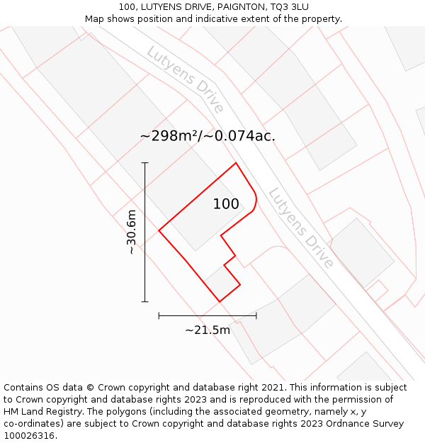 100, LUTYENS DRIVE, PAIGNTON, TQ3 3LU: Plot and title map