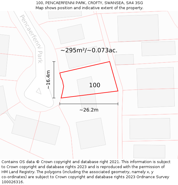 100, PENCAERFENNI PARK, CROFTY, SWANSEA, SA4 3SG: Plot and title map