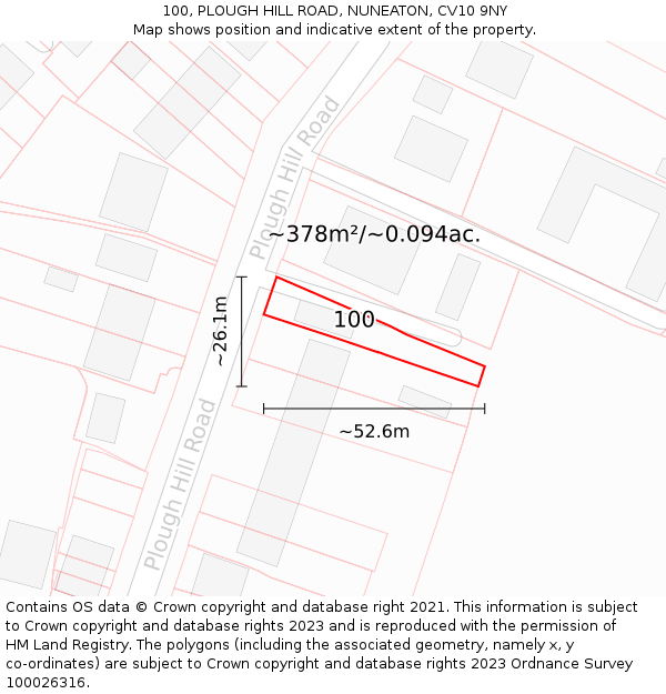 100, PLOUGH HILL ROAD, NUNEATON, CV10 9NY: Plot and title map