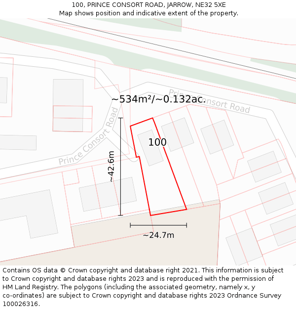 100, PRINCE CONSORT ROAD, JARROW, NE32 5XE: Plot and title map