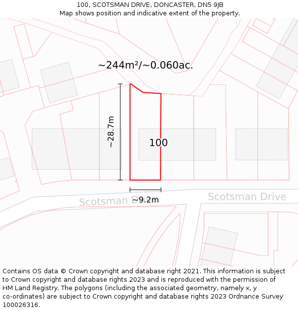 100, SCOTSMAN DRIVE, DONCASTER, DN5 9JB: Plot and title map