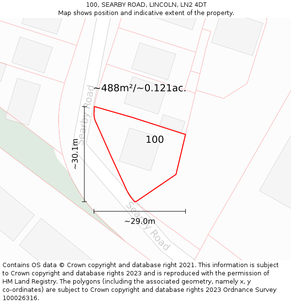100, SEARBY ROAD, LINCOLN, LN2 4DT: Plot and title map