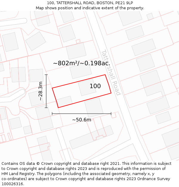 100, TATTERSHALL ROAD, BOSTON, PE21 9LP: Plot and title map