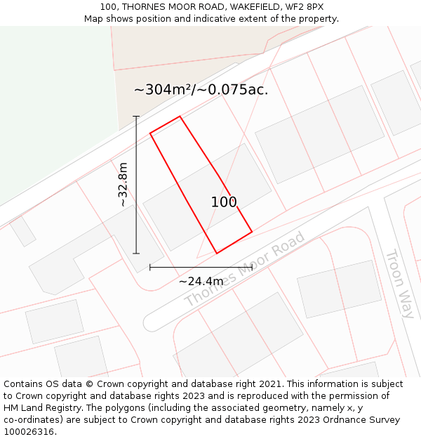 100, THORNES MOOR ROAD, WAKEFIELD, WF2 8PX: Plot and title map