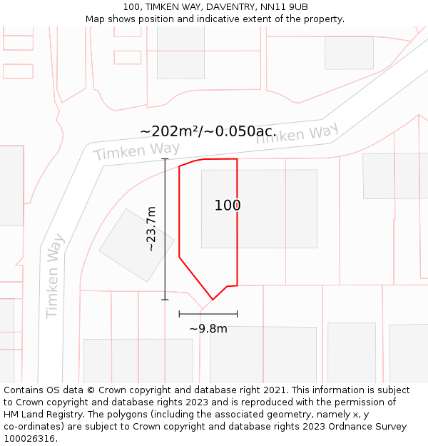 100, TIMKEN WAY, DAVENTRY, NN11 9UB: Plot and title map