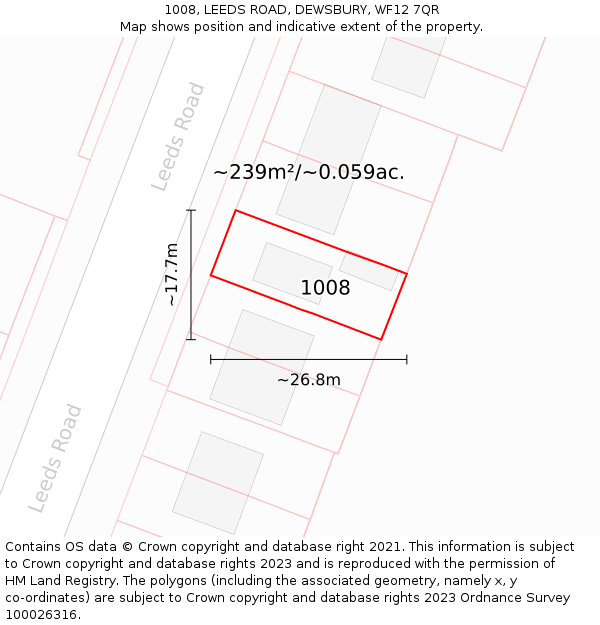 1008, LEEDS ROAD, DEWSBURY, WF12 7QR: Plot and title map