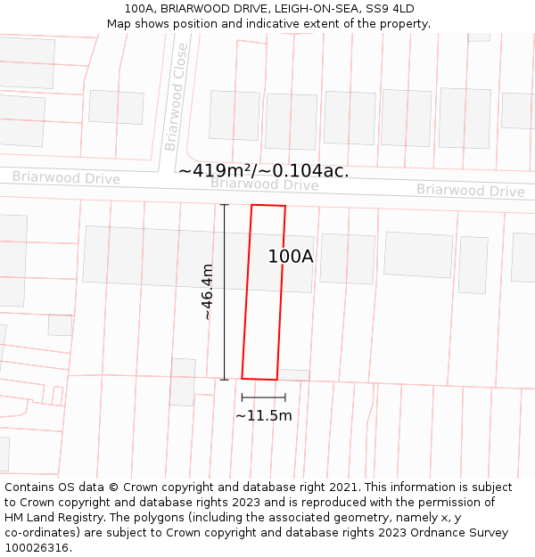 100A, BRIARWOOD DRIVE, LEIGH-ON-SEA, SS9 4LD: Plot and title map