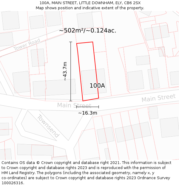 100A, MAIN STREET, LITTLE DOWNHAM, ELY, CB6 2SX: Plot and title map