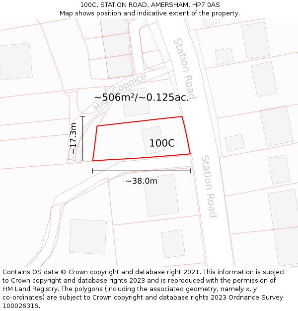 100C, STATION ROAD, AMERSHAM, HP7 0AS: Plot and title map