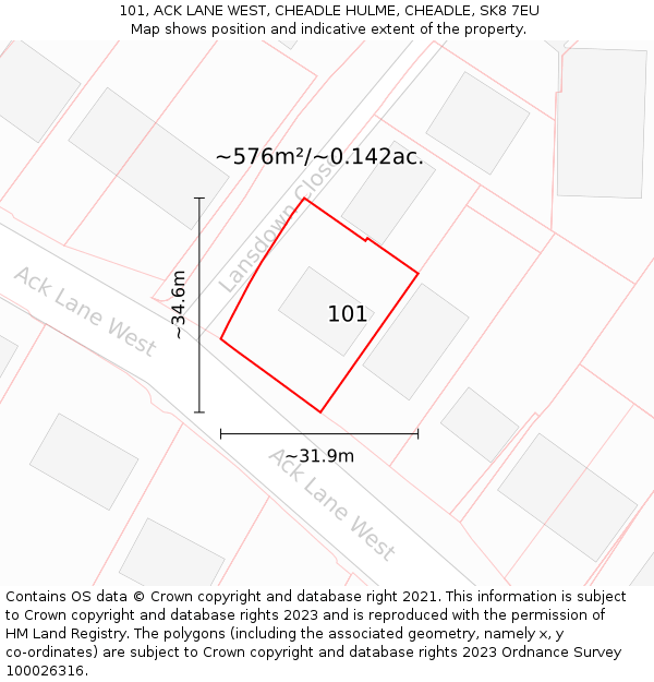 101, ACK LANE WEST, CHEADLE HULME, CHEADLE, SK8 7EU: Plot and title map