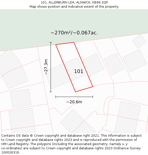 101, ALLERBURN LEA, ALNWICK, NE66 2QP: Plot and title map