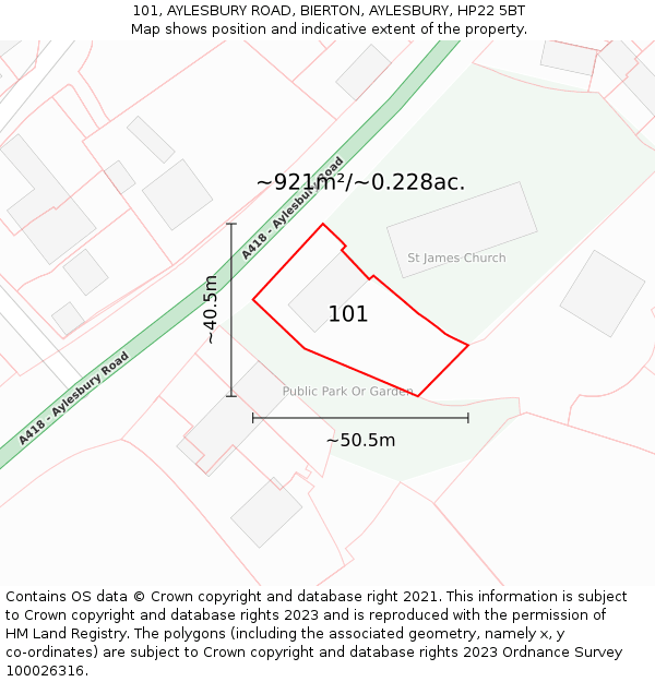 101, AYLESBURY ROAD, BIERTON, AYLESBURY, HP22 5BT: Plot and title map