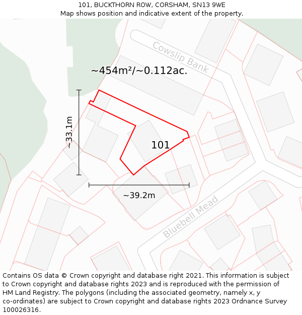 101, BUCKTHORN ROW, CORSHAM, SN13 9WE: Plot and title map