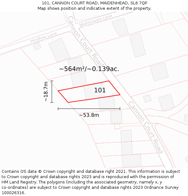 101, CANNON COURT ROAD, MAIDENHEAD, SL6 7QP: Plot and title map